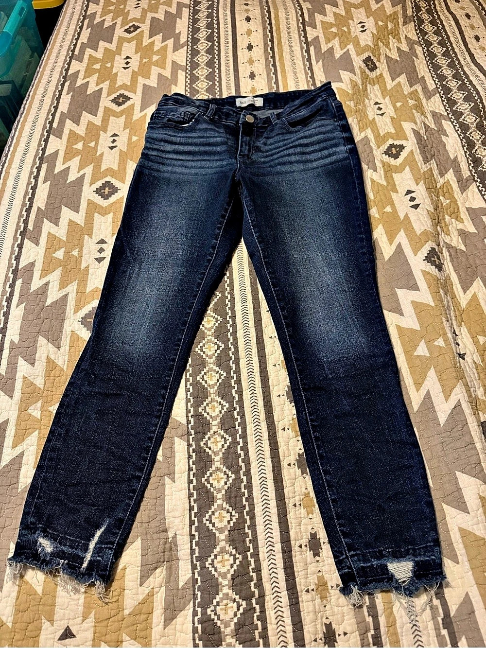 BKE Payton Jeans Size 28 Dark Wash Distressed Raw Hem Skinny Ankle